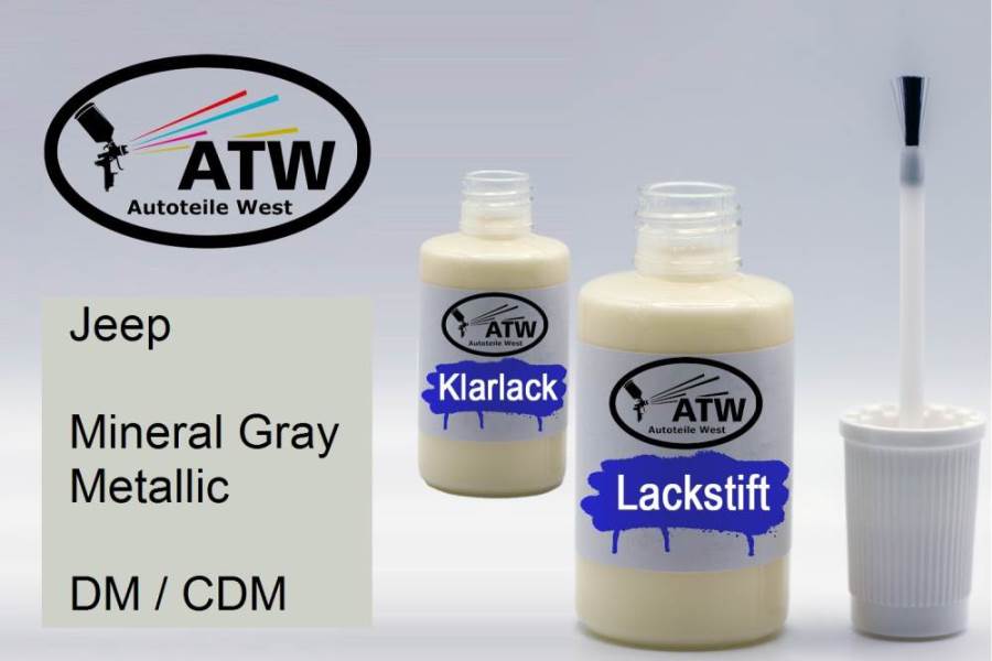 Jeep, Mineral Gray Metallic, DM / CDM: 20ml Lackstift + 20ml Klarlack - Set, von ATW Autoteile West.